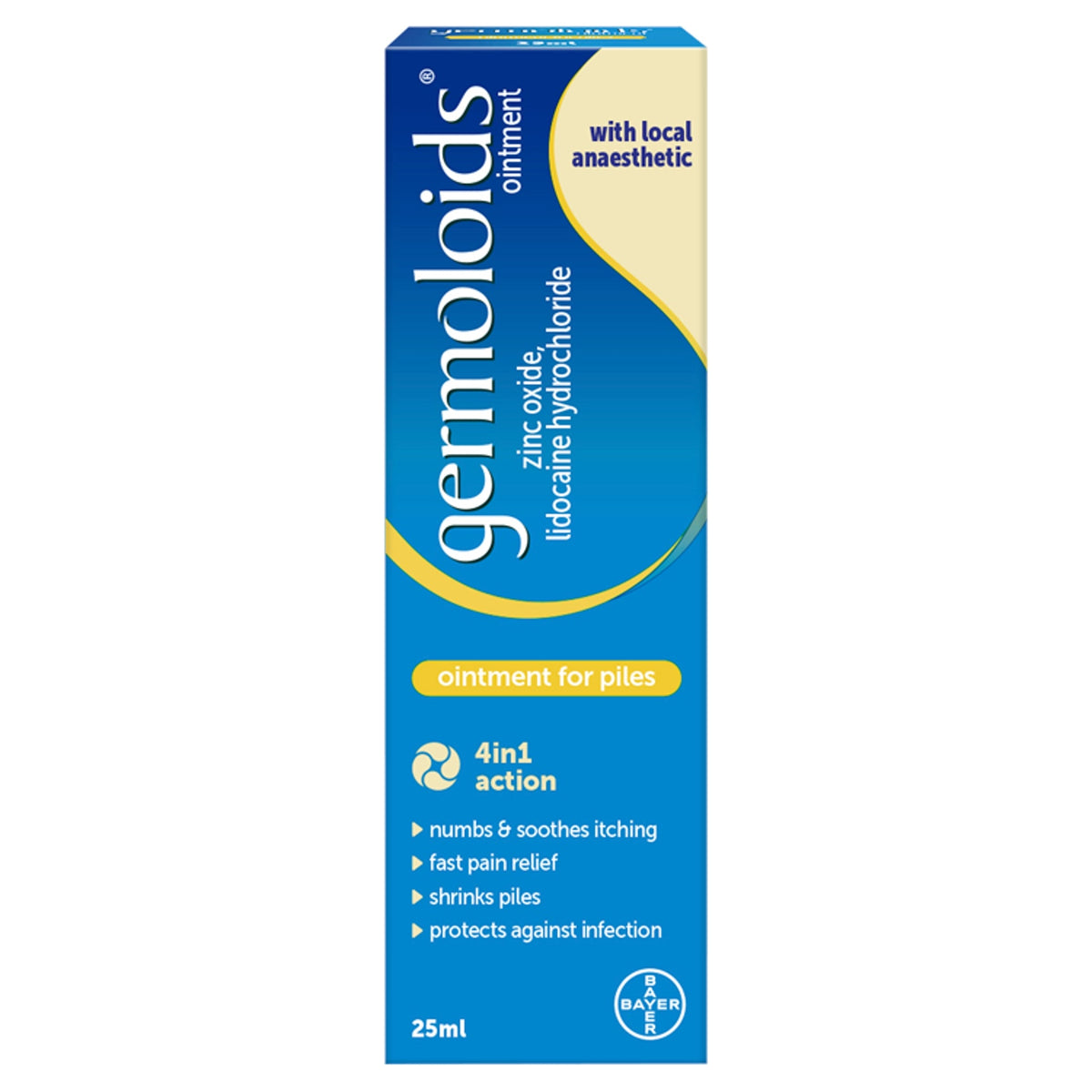 Germoloids Haemorrhoid Ointment with Local Anaesthetic - 25ml — product packaging