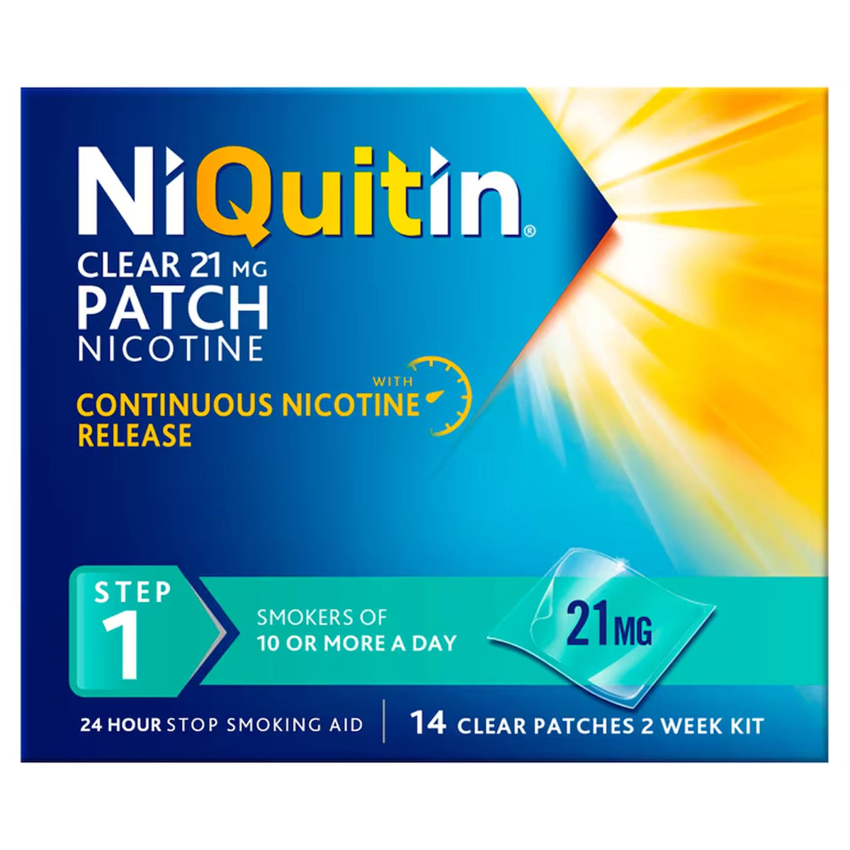 NiQuitin Clear 21mg Nicotine Patches Step 1 - 14 Patches — product packaging