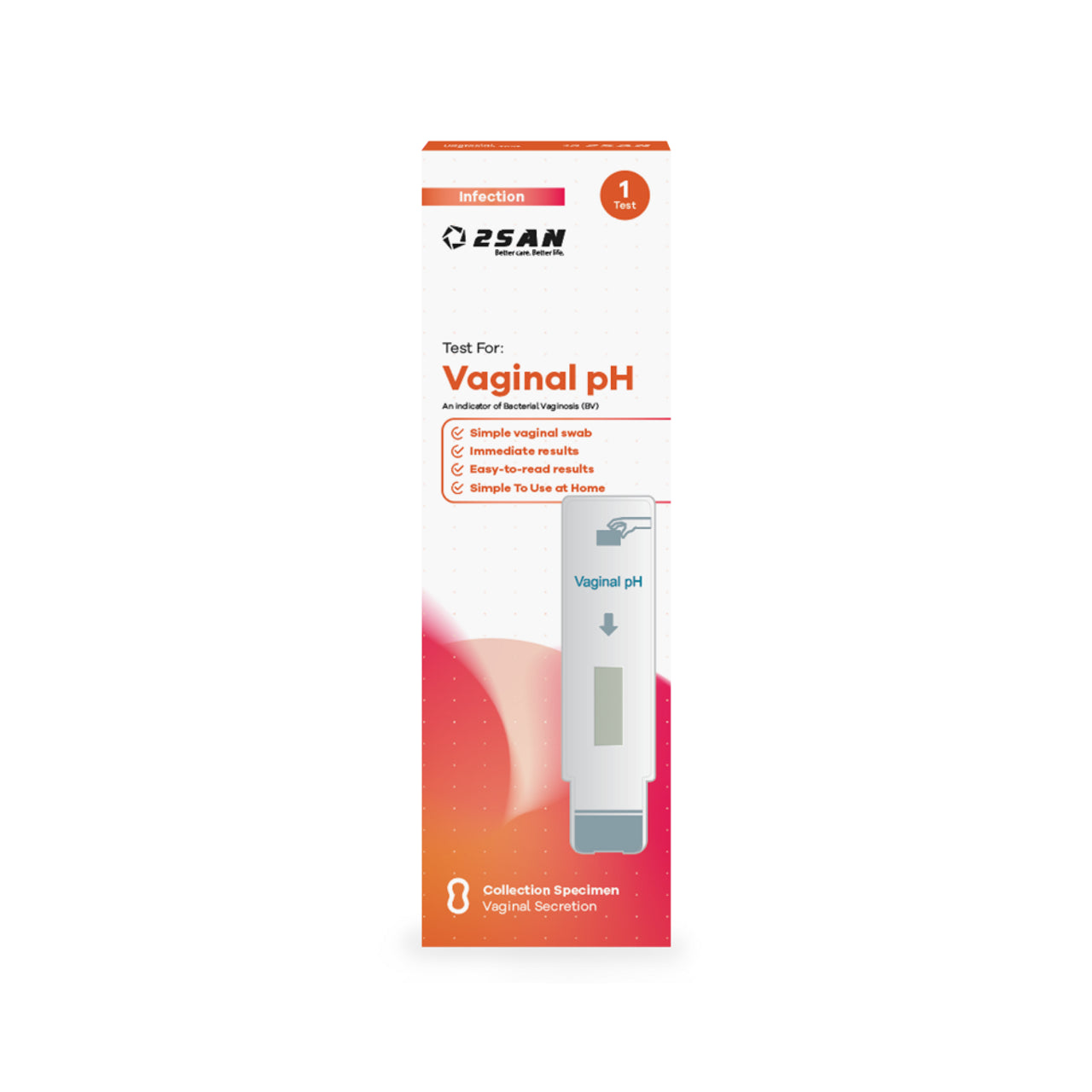 2San Vaginal pH Self-Test - 1 Test — product packaging