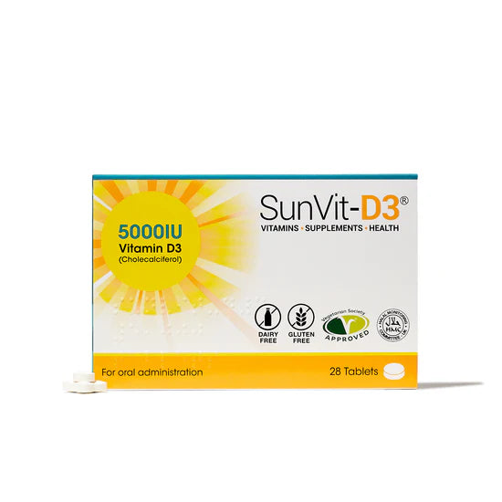 Sunvit-D3 1000/ 5000 IU D3 High Strength Weekly Tablets for Adults, 28 tablets