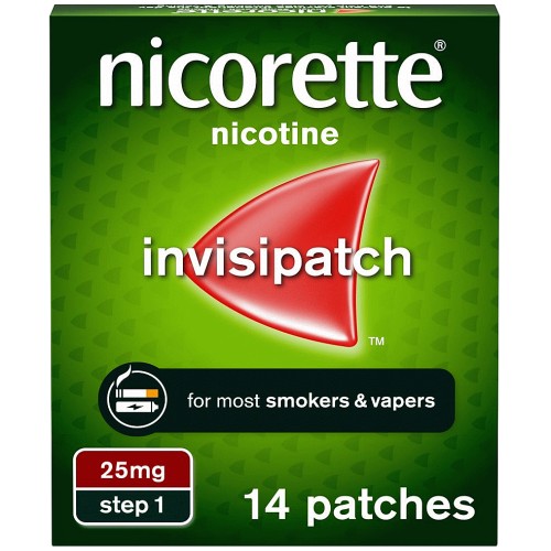 Nicorette Invisi 25mg Nicotine Patch Step 1 - 14 Patches — product packaging
