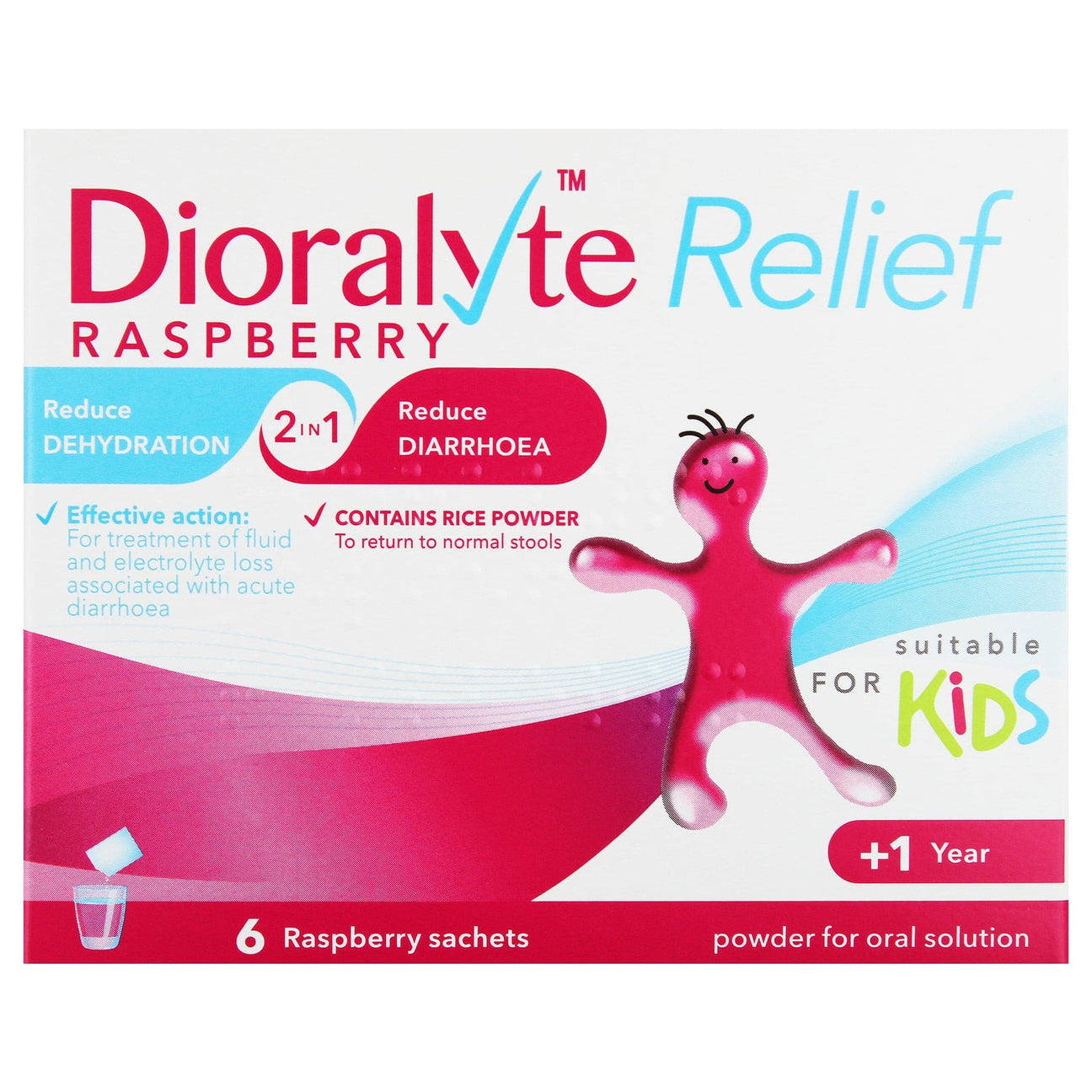 Dioralyte Relief Raspberry Oral Rehydration Sachets - 6 Sachets — product packaging