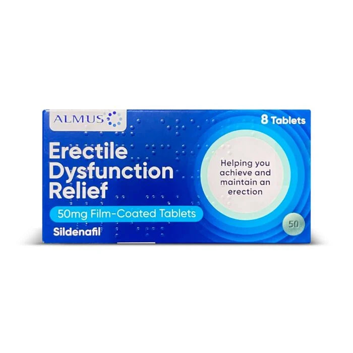 Almus Erectile Dysfunction Relief Tablets 50mg (Sildenafil) 4/8tablets