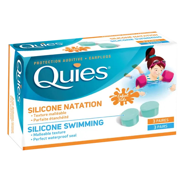 Quies Children's Silicone Swimming Ear Plugs -3 Pairs