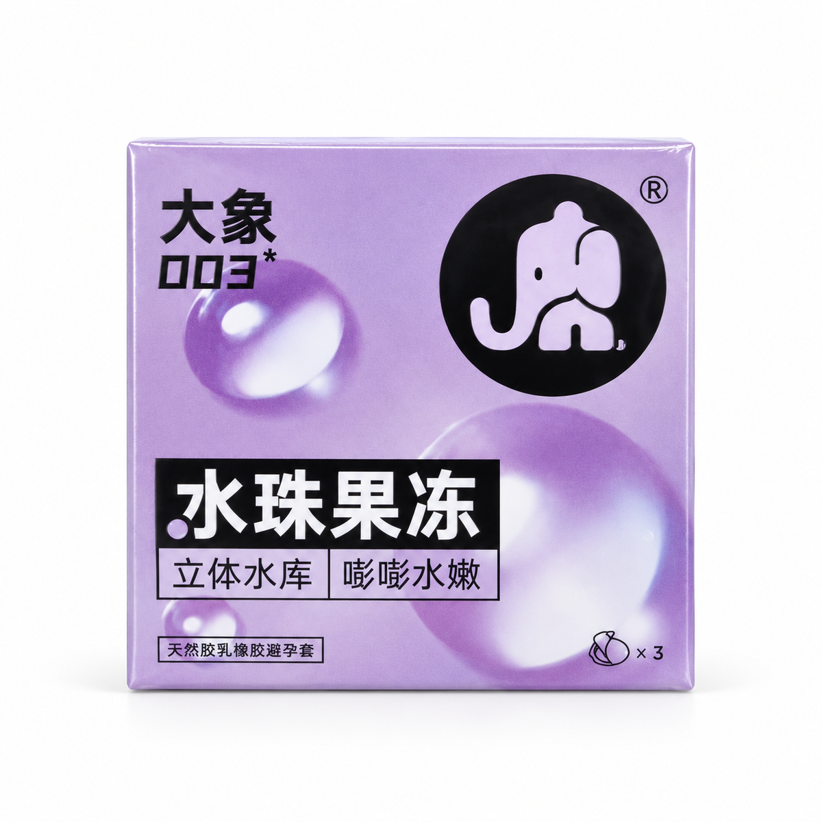 Elephant 003 水滴果冻避孕套 - 3只装