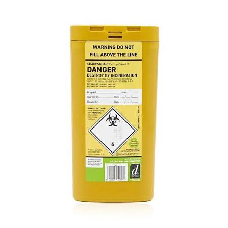 SHARPSGUARD Eco Yellow 0.3L 黄色锐器收集盒 - 可用容量 0.24L
