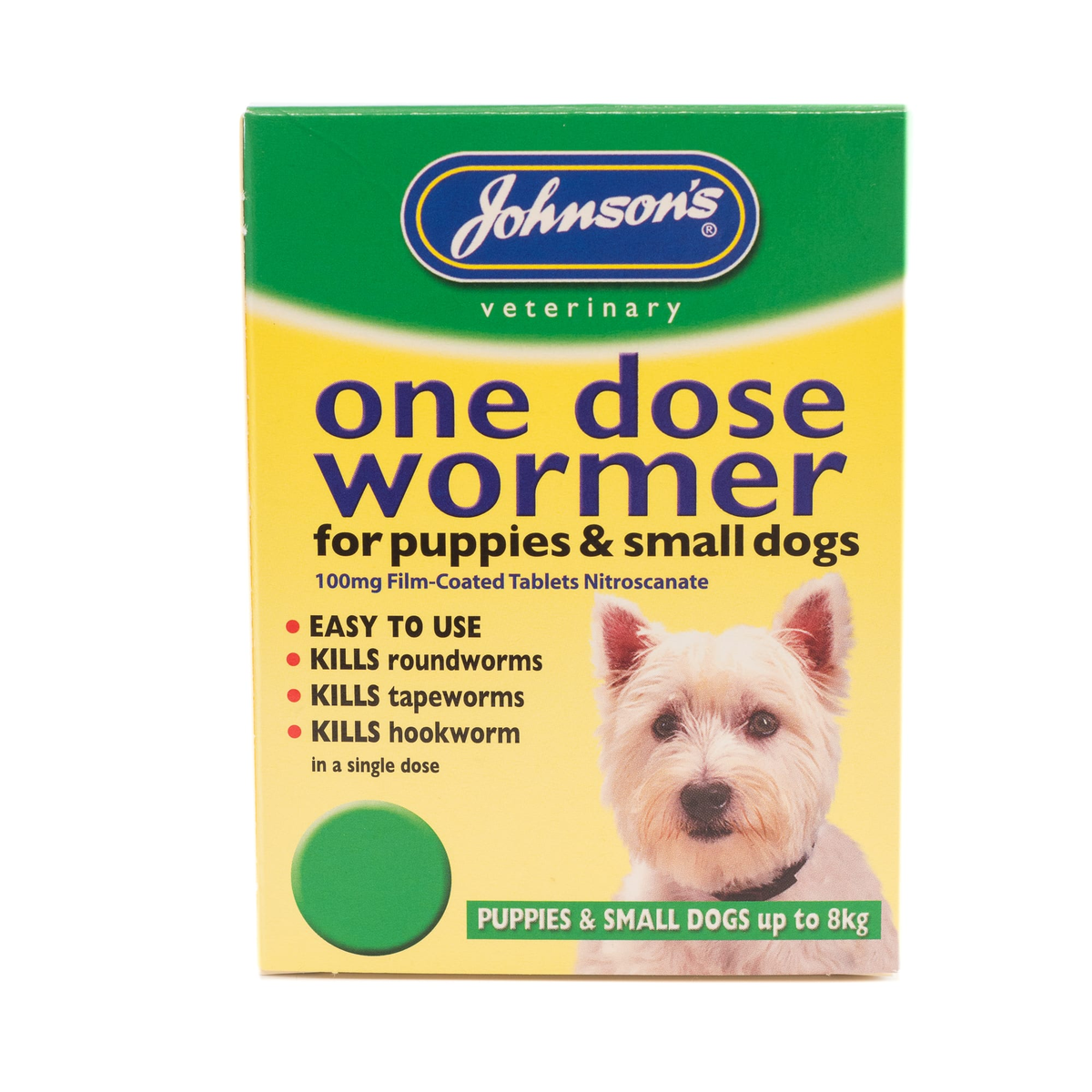 Johnson's One Dose Wormer for Puppies & Small Dogs 100mg