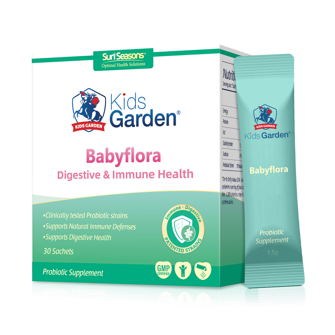 Sun Seasons kids garden babyflora digestive & immune health 30 sachets