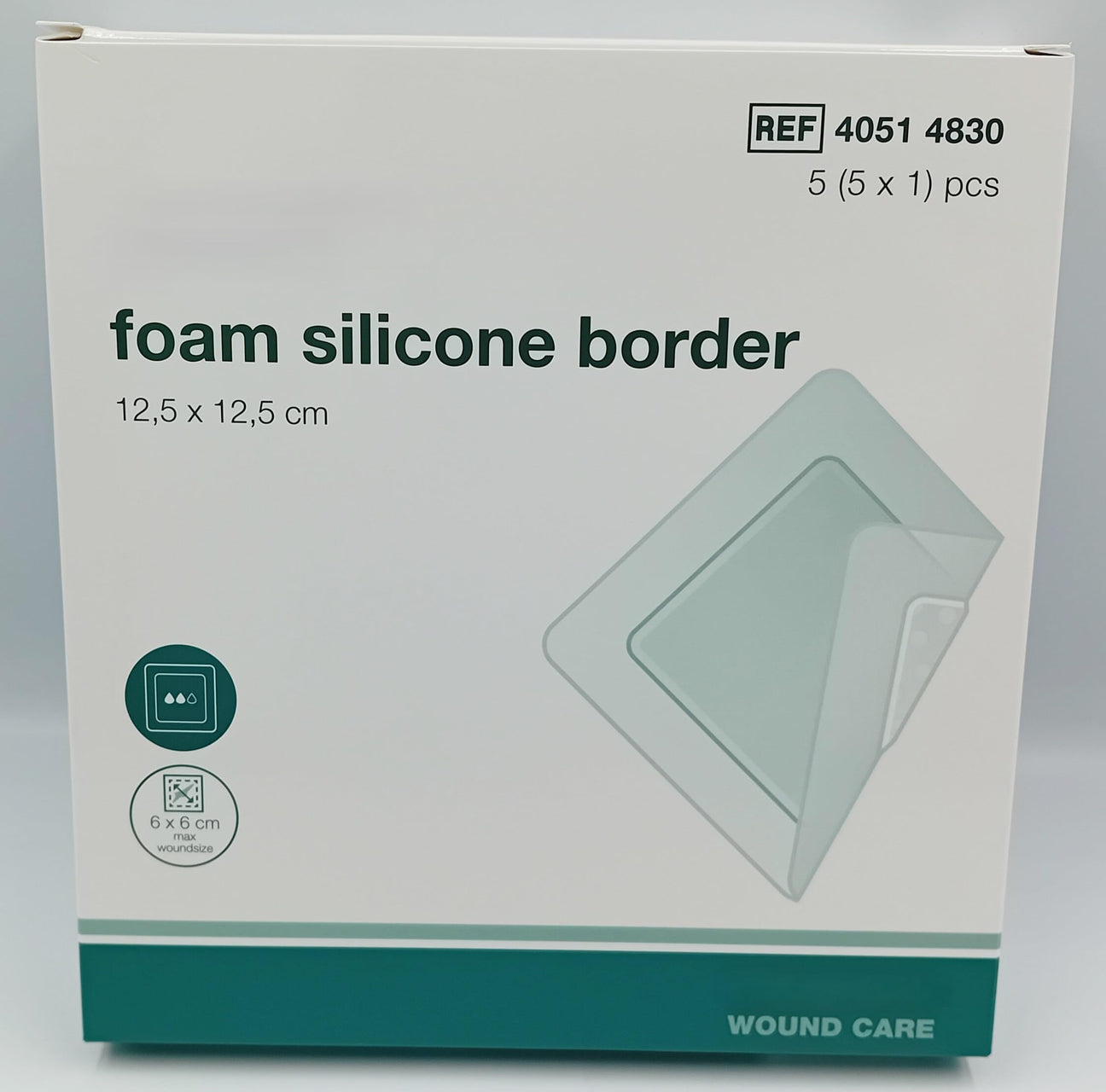 Kliniderm 泡沫硅胶边方形敷料，12.5 x 12.5 厘米