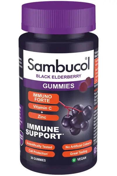 Sambucol Immuno Forte Vitamin C + Zinc black elderberry Gummies 30s