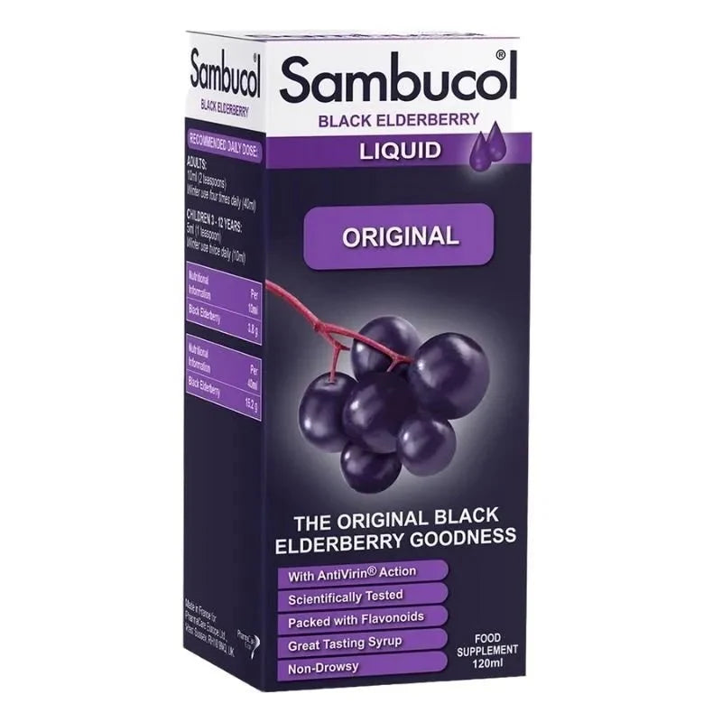 Sambucol Original Black Elderberry Extract Syrup 120ml - Flavour Free