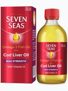 Seven Seas Omega-3 Fish Oil plus Cod Liver Oil Max Strength Liquid 300ml