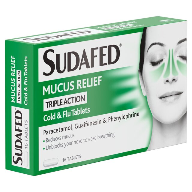 Sudafed Mucus Relief Cold & Flu — 16 Tablets | Ways Pharmacy