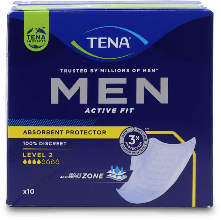 TENA Men Active Fit Absorbent Protector Level 2 - 10 Pack — product packaging
