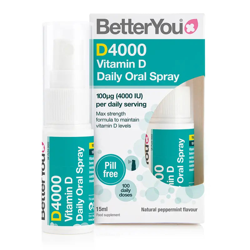 BetterYou DLux 4000 Daily Vitamin D Oral Spray - Natural Peppermint, 15ml