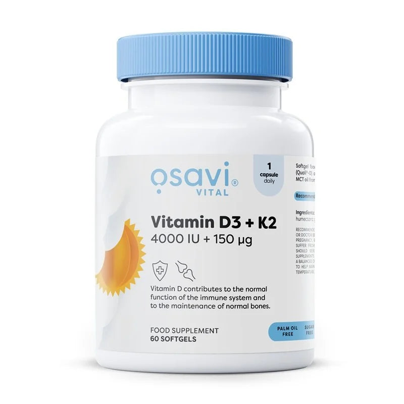 Osavi Vitamin D3 4000IU + K2 150mcg, 60 softgels — product packaging