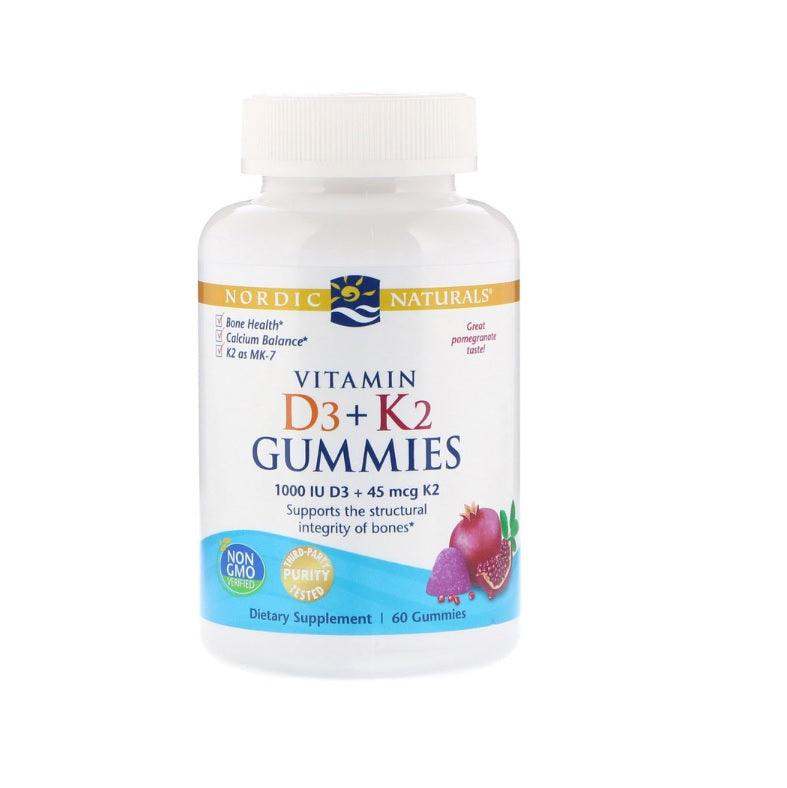 Nordic Naturals Vitamin D3 + K2 Gummies Pomegranate - 60 Gummies — product packaging