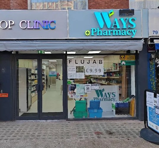 Ways Pharmacy and OP Clinic storefront on Southampton Row, Holborn, London