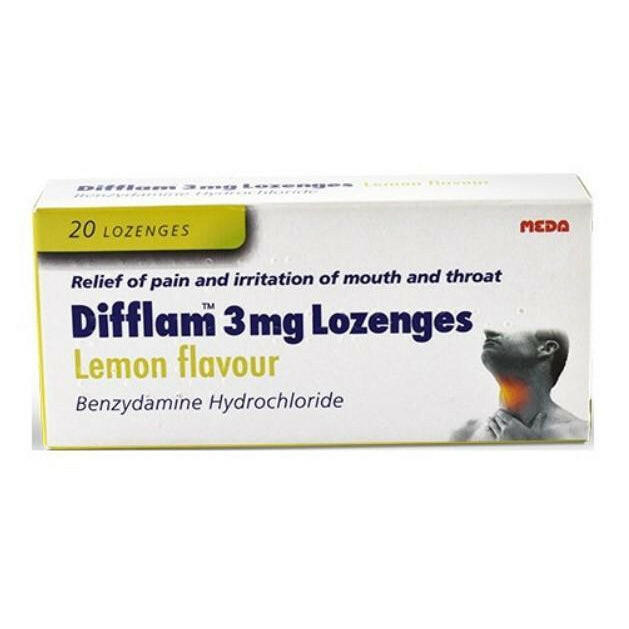 Difflam Lozenges Lemon Flavour 3MG X20 -containing lemon flavor (relieve pain and stimulation of the mouth and throat)