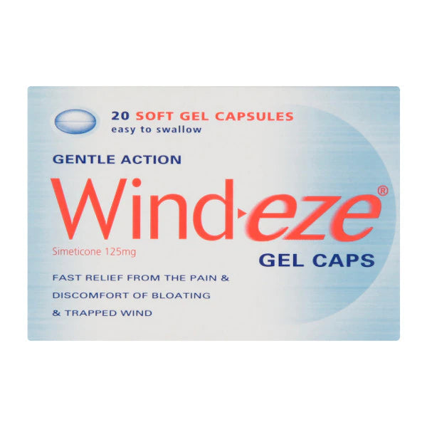 WindEze Simeticone 125mg gel capsules, 20 pack — product packaging