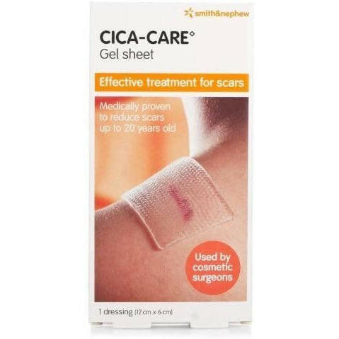 CICA-Care (British Card Medicine Silicone Silver Scar Sticker Silicon Gel Silicon Gel Self-viscous film dressing scar enemy repair cesarean section scorching scar removal and hyperplasia) Silicone Scar Gel sheet 12cm x 6cm x 1 sticker