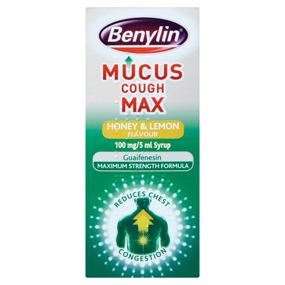 Benylin Mucus Cough Max honey and lemon syrup