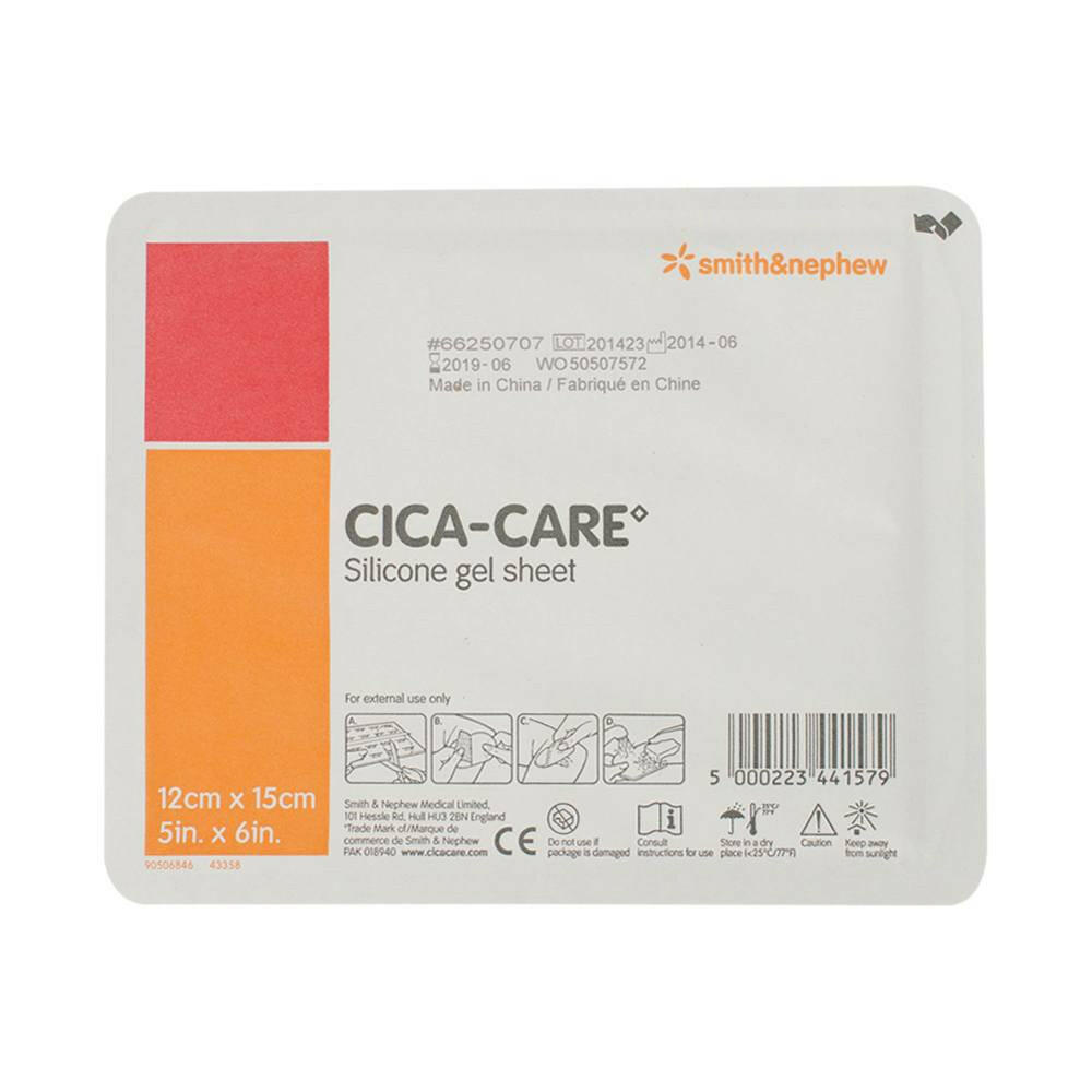 CICA-Care (British Card Medicine Silicone Silicon Removal Skin Silk Gel Silicone Silicon Gel Self-viscous film dressing Restalled Cesterspilled Burning Burning Burning Burning Scar Removal Propaganda) Silicone Scar Gel Sheet 15cm x 12cm x 1 stickers