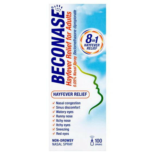 Beconase Berkna Prifyonic acid Bolomotosamison adult pollen heating anti -allergic relief relief relief (times suitable ingredients, relieve nasal congestion, itchy nose, sneezing) -Hayfever RELIEF for Adults Nasal Spr 100 spray