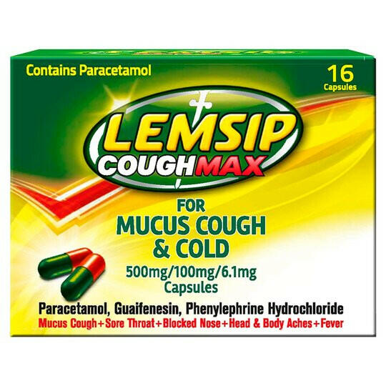 LEMSIP strong cough and cold capsule capsule containing heat downsacache Lemsip Cough Max Capsules X16